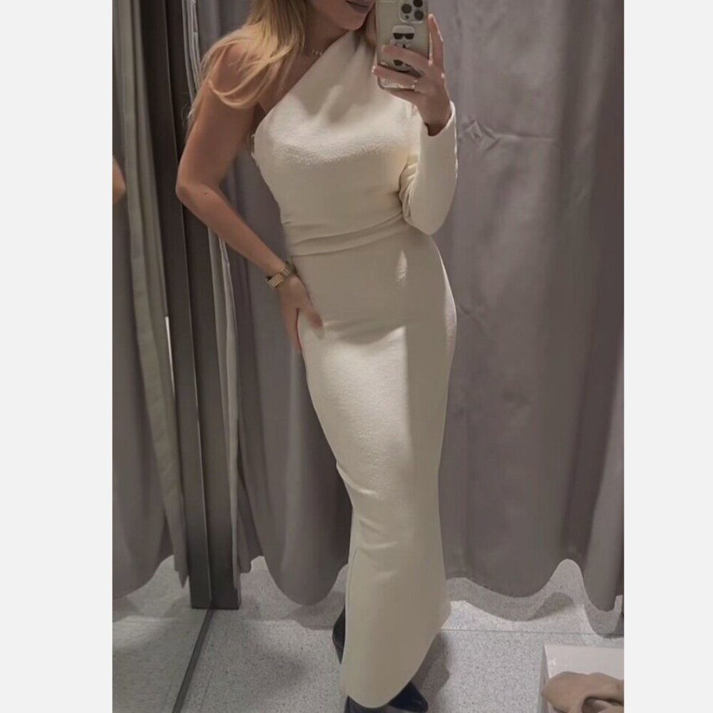 Zara one shoulder midi dress